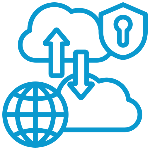 Hybrid Cloud Icon - Illustration representing the synergy of public and private cloud solutions