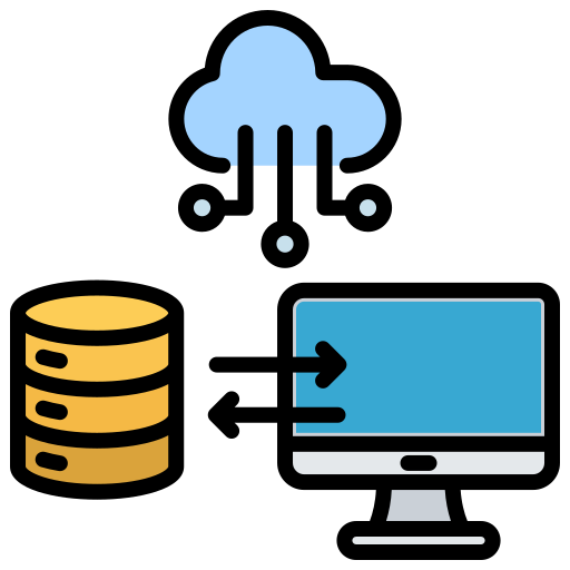 Illustration of Cloud Services, Data Backup, and Email Solutions Icons